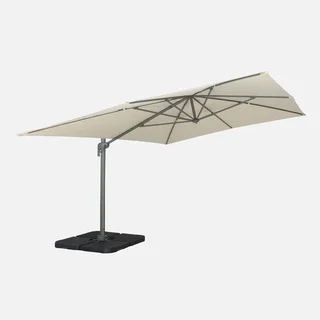 Parasol excentré rectangle 3x4 m aluminium gris charbon inclinable rotatif 360°