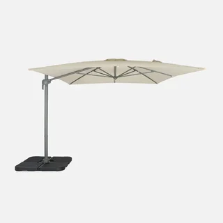 Parasol excentré rectangle 3x4 m aluminium gris charbon inclinable rotatif 360°