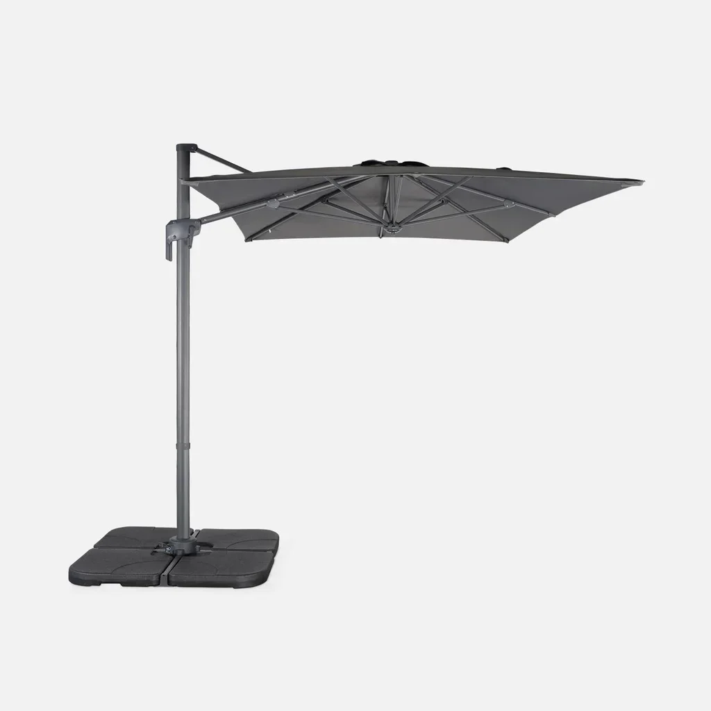 Parasol excentré rectangulaire 2x3m Antibes aluminium et toile polyester 200g/m²