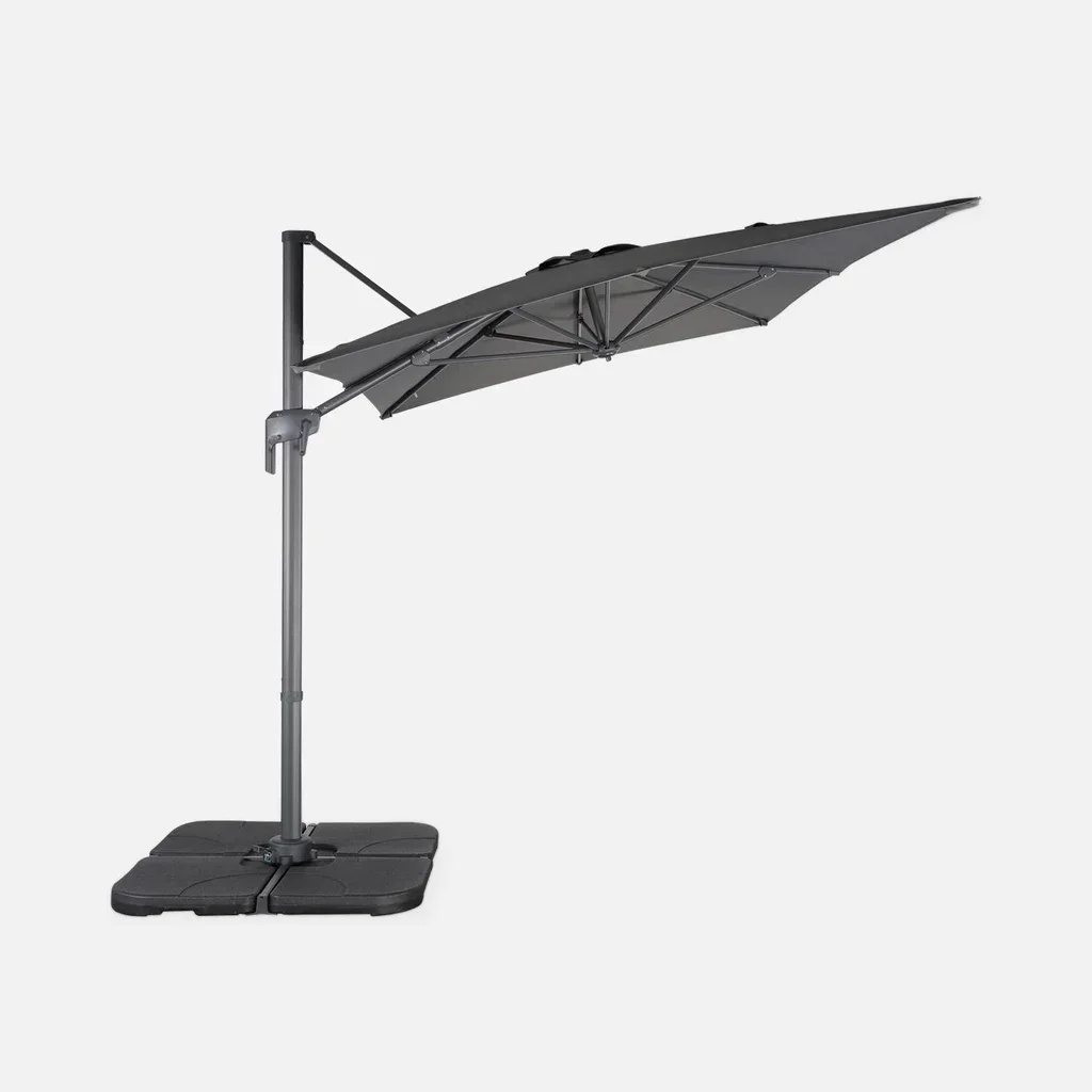 Parasol excentré rectangulaire 2x3m Antibes aluminium et toile polyester 200g/m²