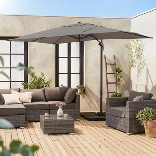 Parasol excentré rectangulaire 2x3m Antibes aluminium et toile polyester 200g/m²