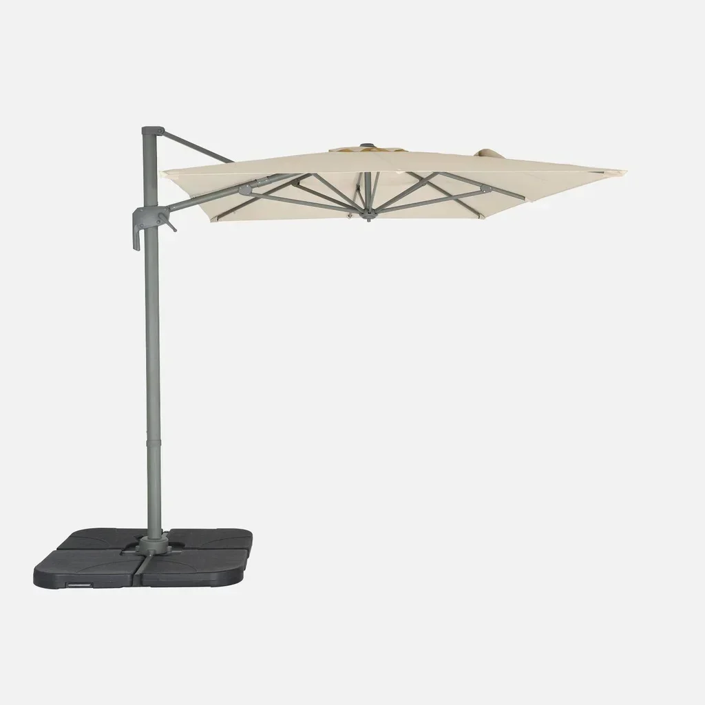 Parasol excentré rectangulaire 2x3m inclinable rotatif 360° terrasse jardin