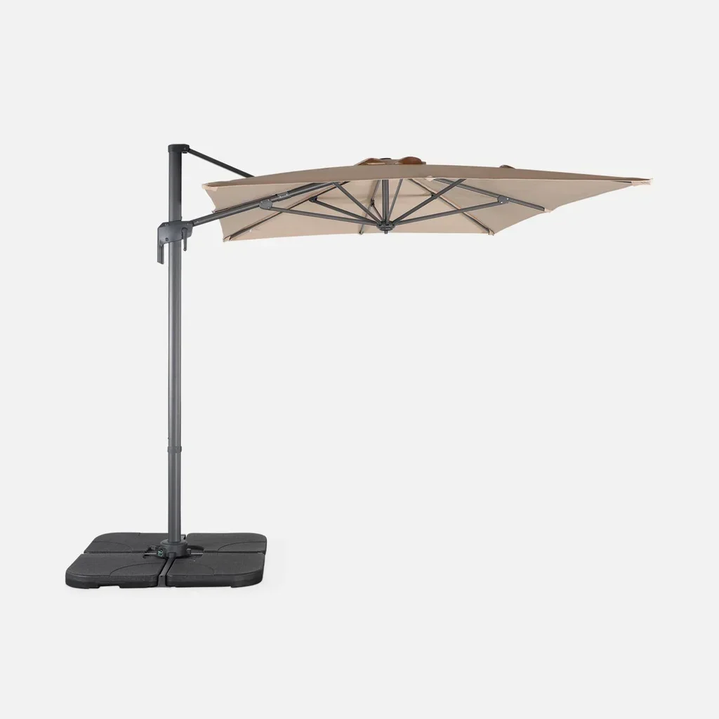 Parasol excentré rectangulaire 2x3m Antibes avec manivelle et rotation 360°