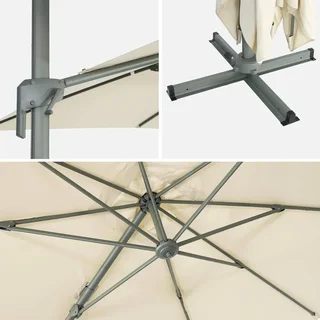 Parasol excentré rectangulaire 2x3m inclinable rotatif 360° terrasse jardin