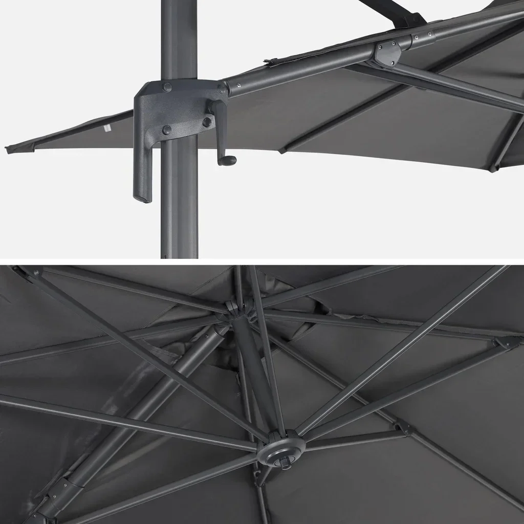 Parasol excentré rectangulaire 2x3m Antibes aluminium et toile polyester 200g/m²