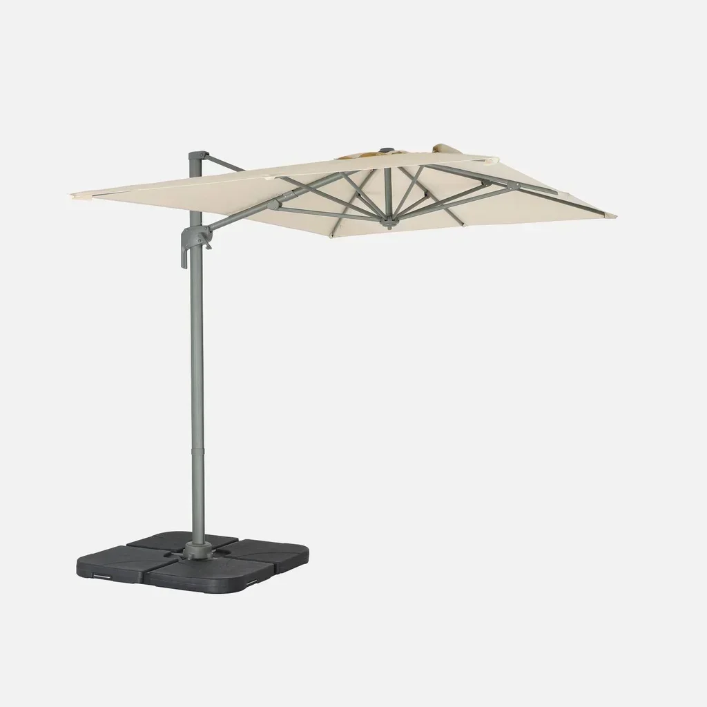 Parasol excentré rectangulaire 2x3m inclinable rotatif 360° terrasse jardin
