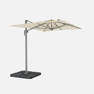 Parasol excentré rectangulaire 2x3m inclinable rotatif 360° terrasse jardin