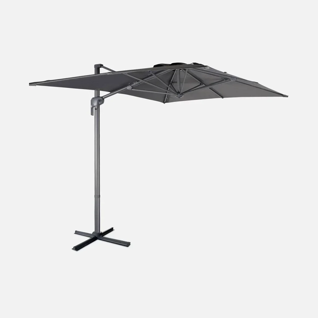 Parasol excentré rectangulaire 2x3m Antibes aluminium et toile polyester 200g/m²