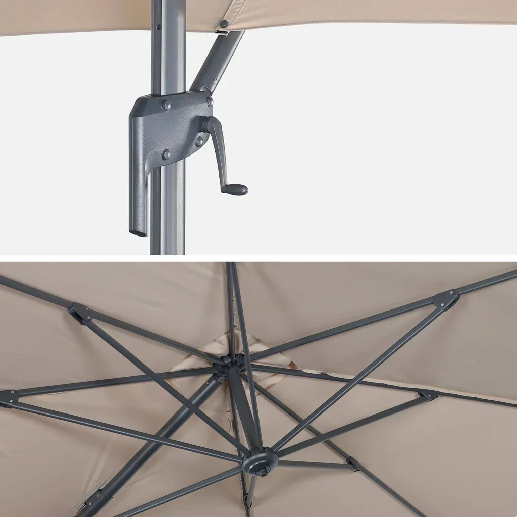 Parasol excentré rectangulaire 2x3m Antibes avec manivelle et rotation 360°