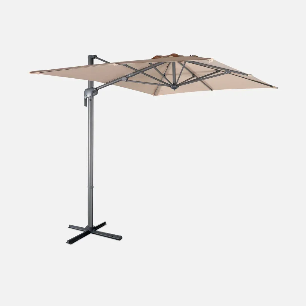Parasol excentré rectangulaire 2x3m Antibes avec manivelle et rotation 360°