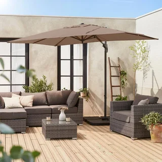 Parasol excentré rectangulaire 2x3m aluminium inclinable rotatif 360° Antibes jardin terrasse