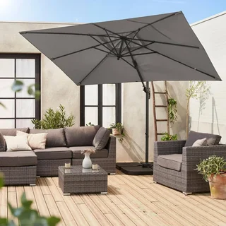 Parasol excentré rectangulaire 2x3m Antibes aluminium et toile polyester 200g/m²