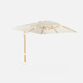 Parasol excéntrico rectangular 3x4m aluminio efecto madera Wimereux