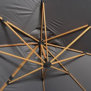 Parasol excéntrico rectangular 3x4m aluminio efecto madera Wimereux