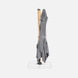 Parasol excéntrico rectangular 3x4m aluminio efecto madera Wimereux