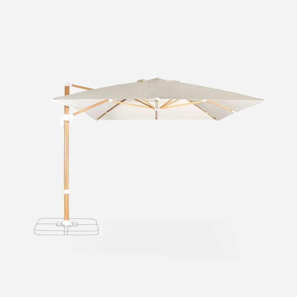 Rectangular cantilever parasol 3x4m aluminium wood effect Wimereux