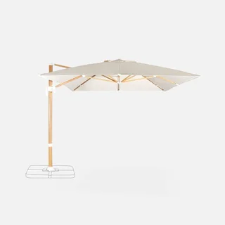 Parasol excéntrico rectangular 3x4m aluminio efecto madera Wimereux