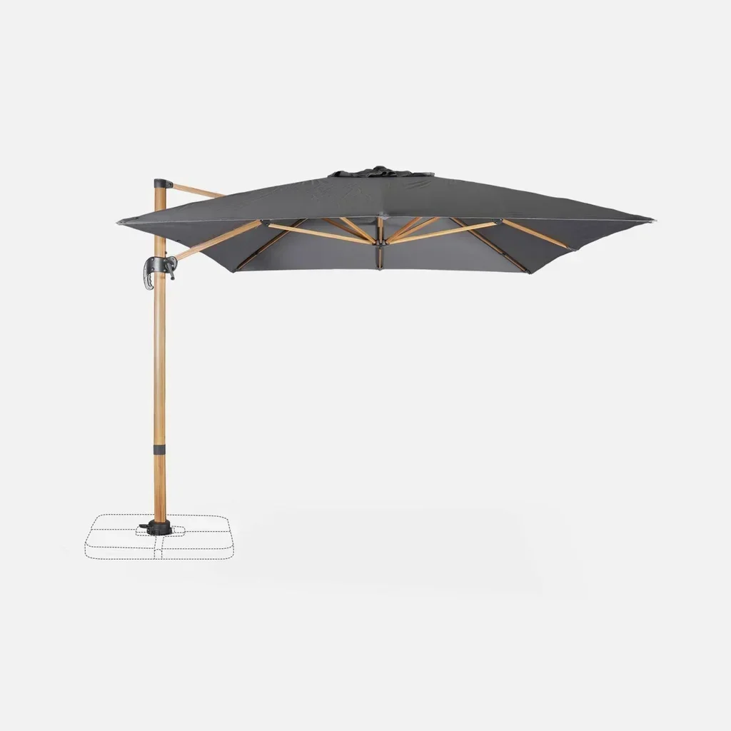 Rectangular cantilever parasol 3x4m aluminium wood effect Wimereux