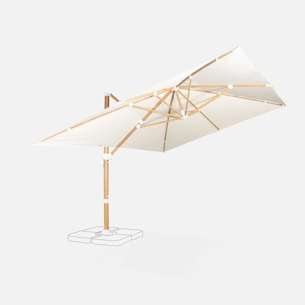 Rectangular cantilever parasol 3x4m aluminium wood effect Wimereux