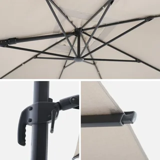 Parasol excentré rectangulaire 3x4m aluminium avec housse protection et kit lestage 4 dalles