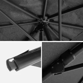 Parasol excentré rectangulaire 3x4m aluminium polyester avec housse et lestage