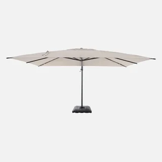 Parasol excentré rectangulaire 3x4m aluminium avec housse protection et kit lestage 4 dalles