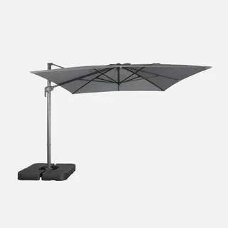 Parasol déporté 3x4m beige avec base lestable et rotation 360°