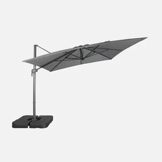 Parasol déporté 3x4m beige avec base lestable et rotation 360°