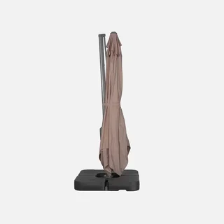 Parasol excentré rectangulaire 3x4m beige avec socles lestage 50x50cm