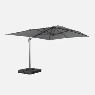 Parasol déporté 3x4m beige avec base lestable et rotation 360°