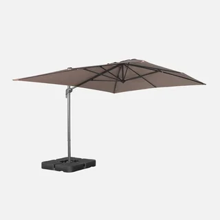 Parasol excentré rectangulaire 3x4m beige avec socles lestage 50x50cm