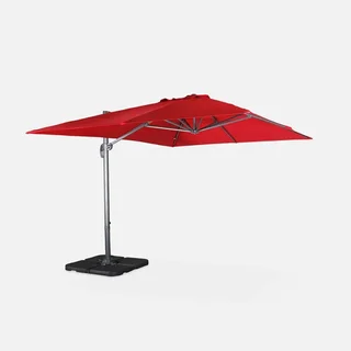 Offset rectangular parasol 3x4m Wimereux with 50x50cm weighted bases and protective cover