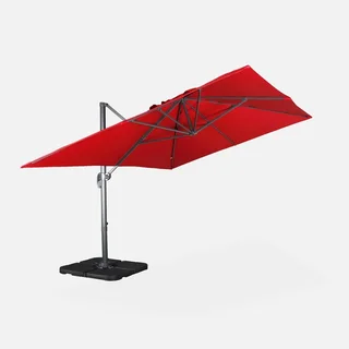 Offset rectangular parasol 3x4m Wimereux with 50x50cm weighted bases and protective cover