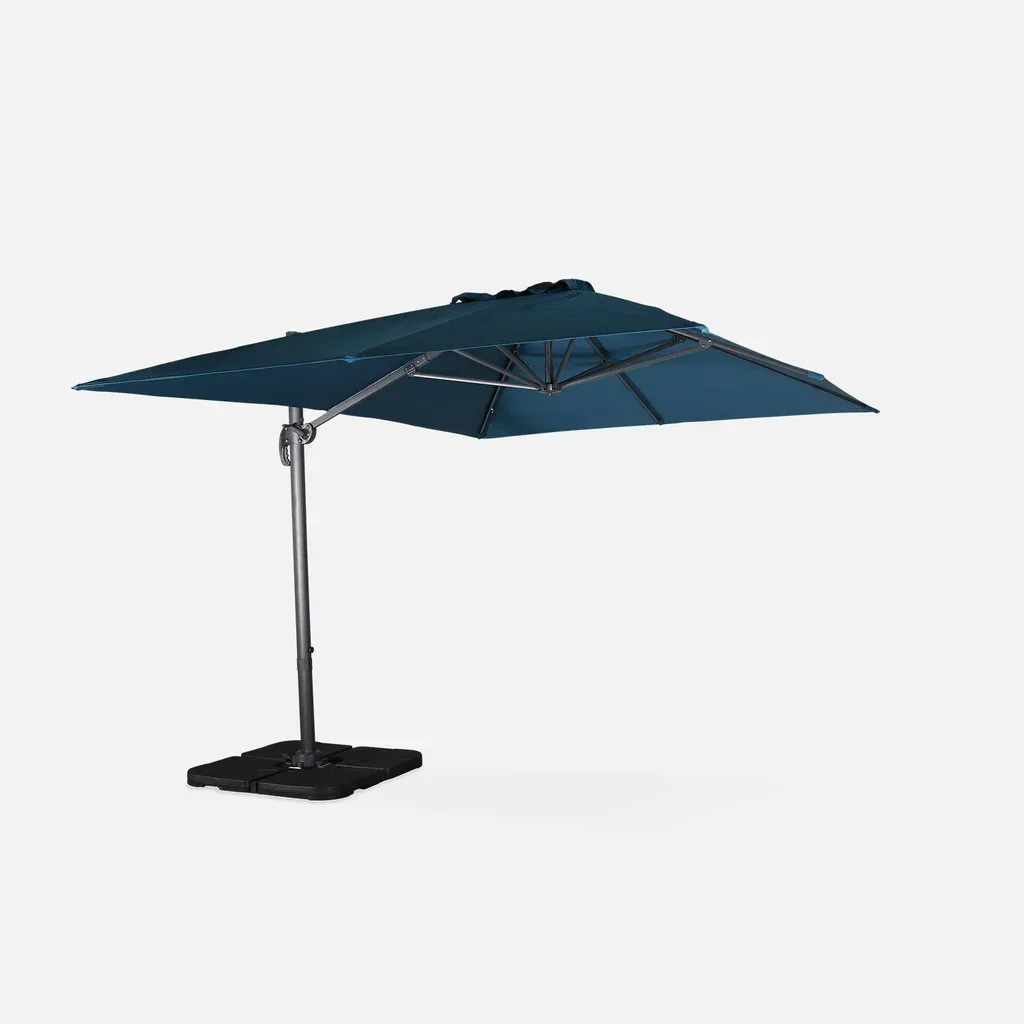 Offset cantilever umbrella 3x4m anthracite with 50x50cm base weights - Wimereux