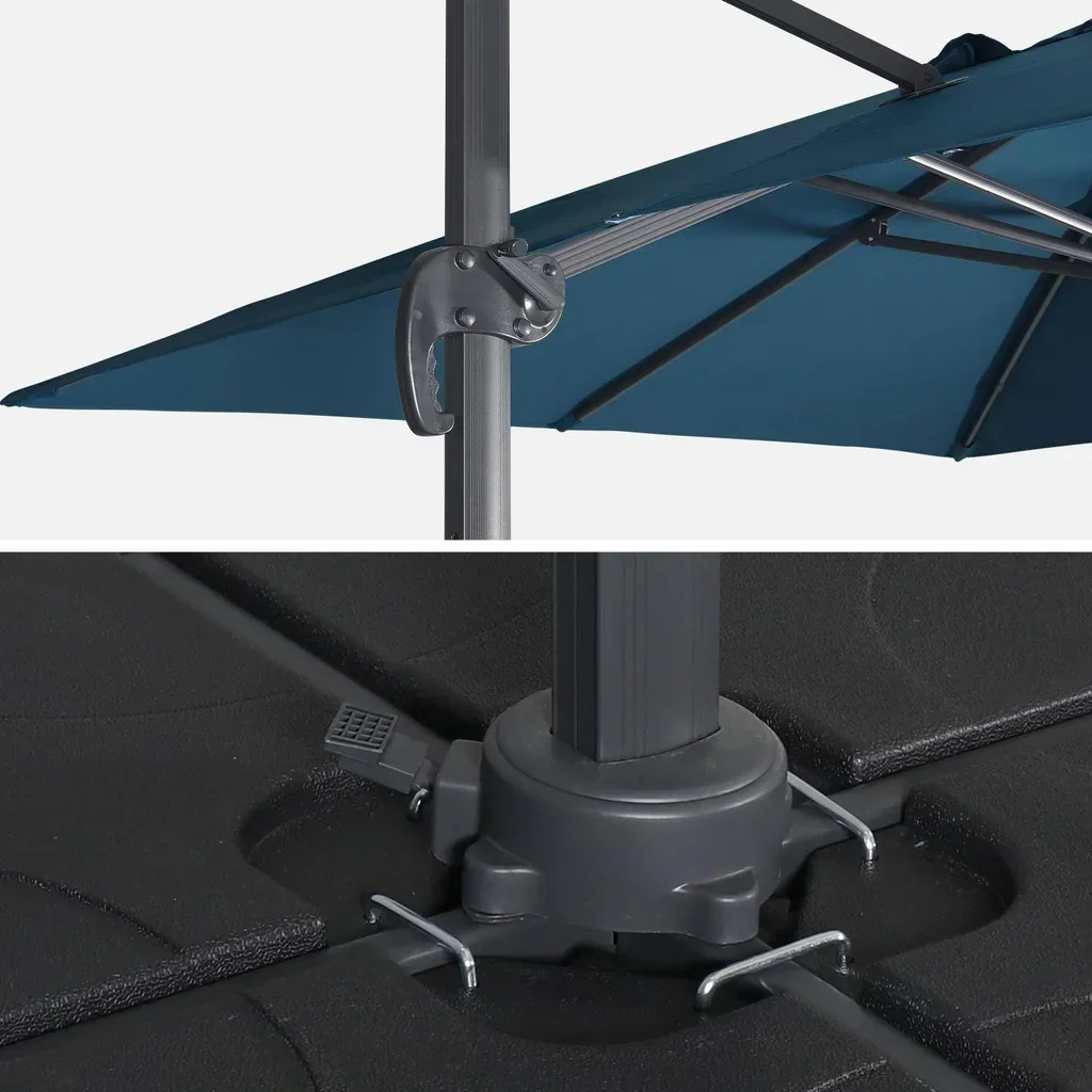 Offset cantilever umbrella 3x4m anthracite with 50x50cm base weights - Wimereux