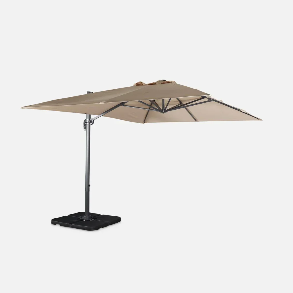 Offset Cantilever Parasol Umbrella 3x4m with 50x50cm Weighted Base - Wimereux