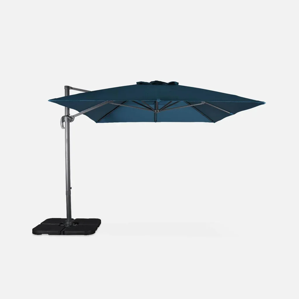 Offset cantilever umbrella 3x4m anthracite with 50x50cm base weights - Wimereux