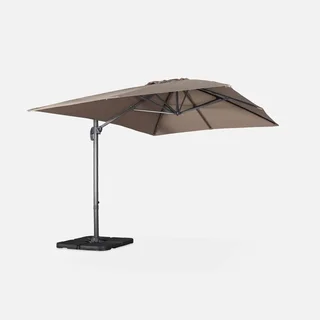 Offset rectangular patio umbrella 3x4m aluminum with 50x50cm weighted bases Wimereux