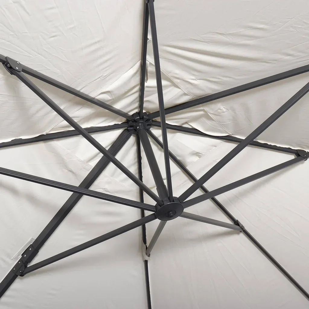 Rectangular offset cantilever umbrella 3x4m anthracite grey aluminium with weighted base plates - garden parasol with cross base