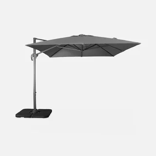 Rectangular offset cantilever parasol 3x4m Wimereux with weight base set