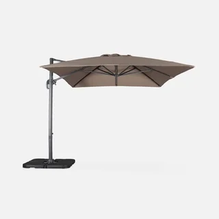 Offset rectangular patio umbrella 3x4m aluminum with 50x50cm weighted bases Wimereux