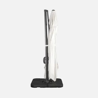 Rectangular offset cantilever umbrella 3x4m anthracite grey aluminium with weighted base plates - garden parasol with cross base
