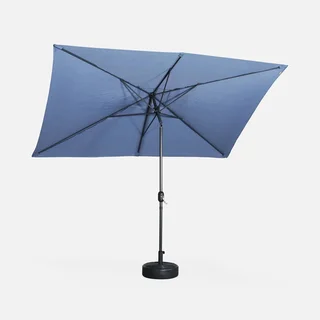 Parasol de jardin rectangulaire 2x3 m aluminium turquoise mât orientable