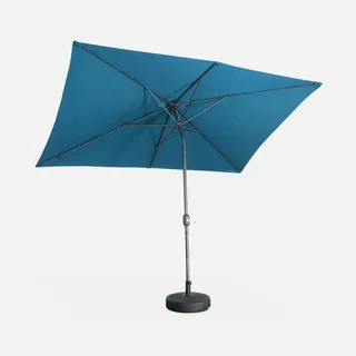 Parasol rectangulaire Touquet 2x3m turquoise mât central orientable aluminium