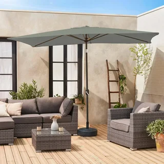 Parasol rectangulaire 2x3 m aluminium turquoise mât orientable jardin