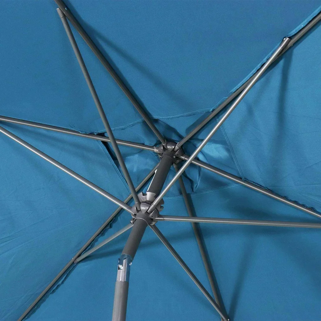 Parasol rectangulaire Touquet 2x3m turquoise mât central orientable aluminium