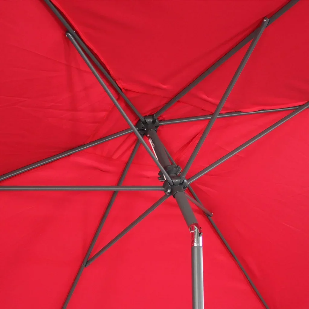 Parasol rectangulaire 2x3m aluminium turquoise mât central orientable jardin terrasse