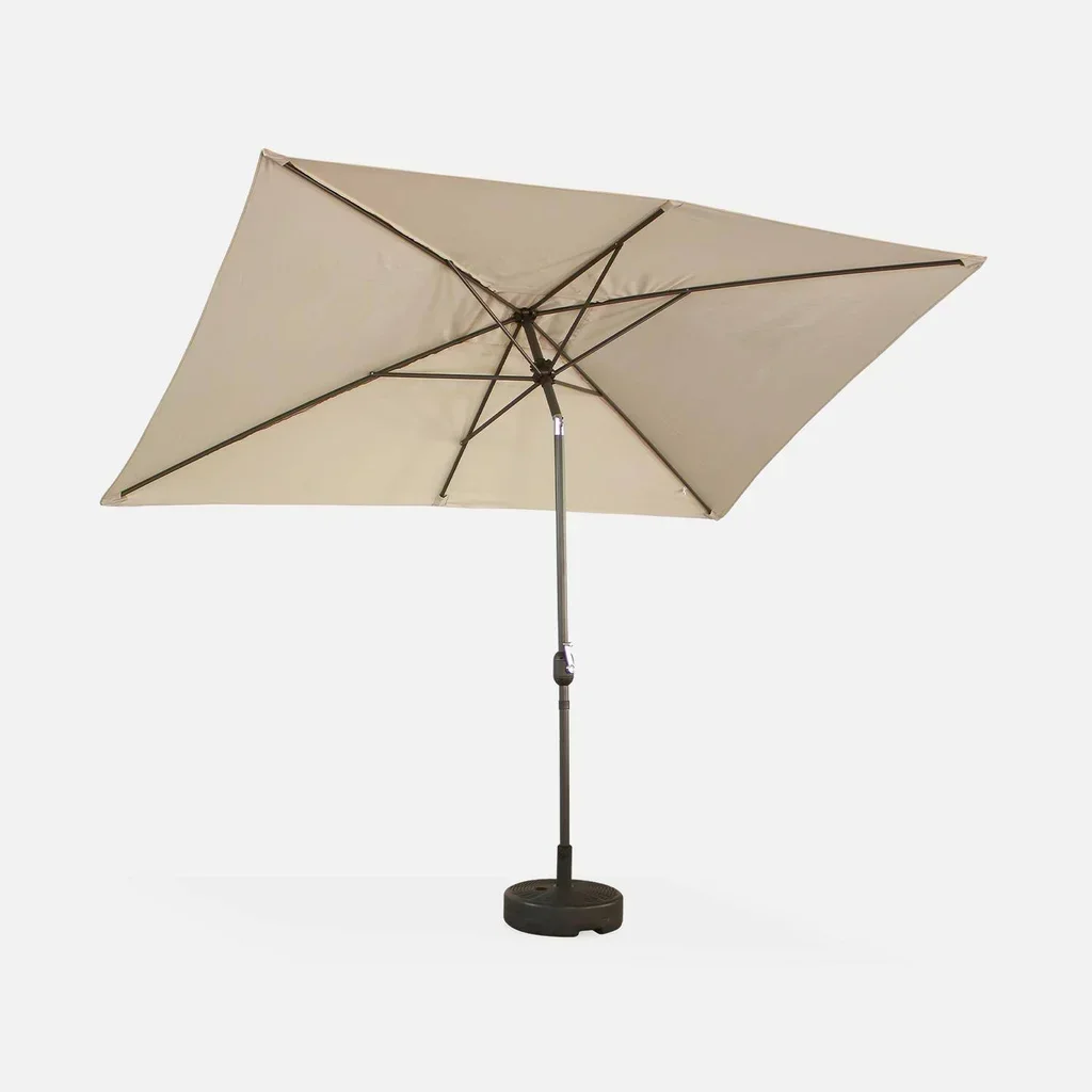 Parasol rectangulaire Touquet 2x3m turquoise mât orientable aluminium