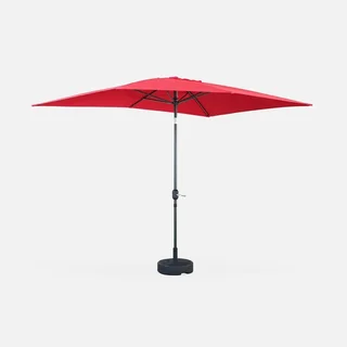 Parasol rectangulaire 2x3m aluminium turquoise mât central orientable jardin terrasse