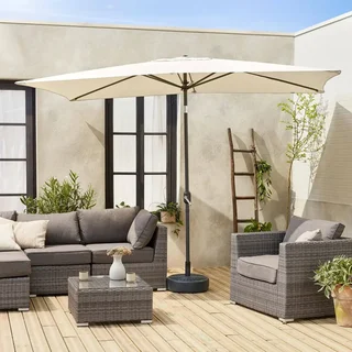 Parasol rectangulaire Touquet 2x3m turquoise mât orientable aluminium